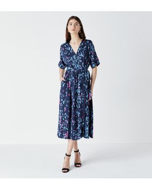 Finery London Sabine Printed Wrap Dress - Blue