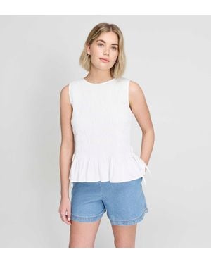 Finery UK Malani Cotton Poplin Shirred Peplum Shell Top - White