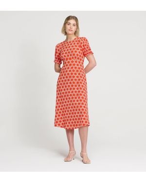 Finery London Mela Polka Dot Midi Tea Dress - Red