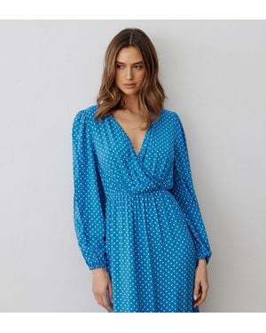 Finery London Suzie Polka Dot Midi Dress - Blue