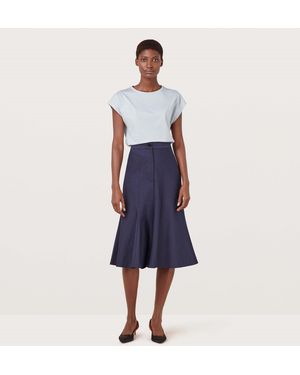 Finery London Aulay Fit And Flare Midi Skirt - Blue
