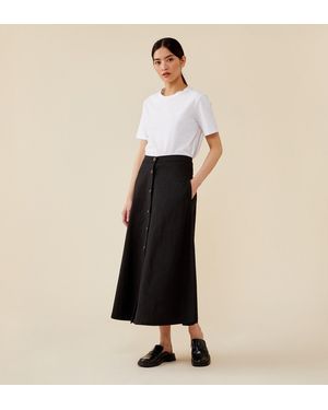 Finery London Ellis Linen Blend Midi Skirt - White