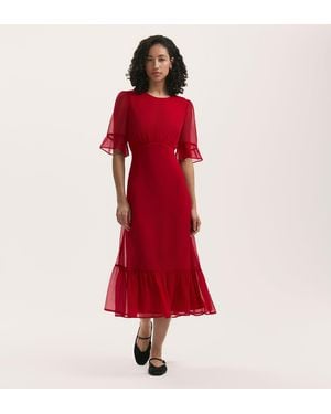 Finery London Jennifer Chiffon Midi Dress - Red