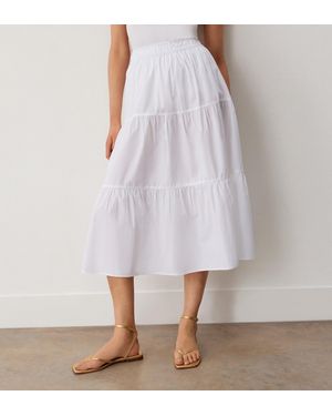 Finery London Harleen Tiered Cotton Midi Skirt - White
