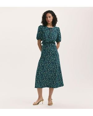 Finery UK Anika Crepe Midi Tea Dress - Green