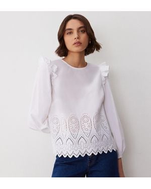 Finery London Serena Broderie Anglaise Cotton Blouse - White