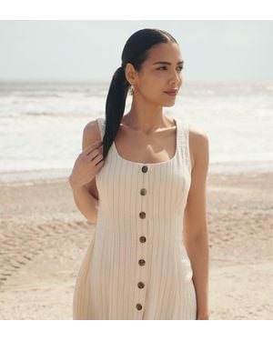 Finery London Jillian Square Neck Sleeveless Button-Through Midi Dress - Natural