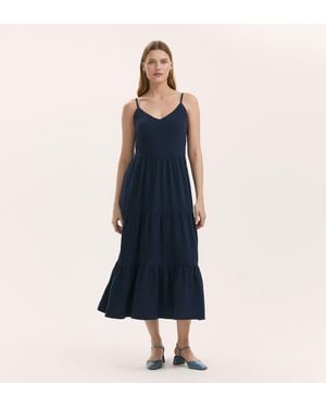 Finery London Emmie Cotton Midi Tiered Dress - Blue