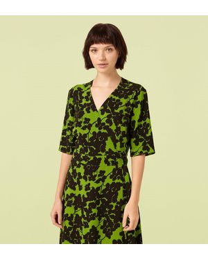 Finery London Hettie Shadow Print Asymmetric Wrap Dress - Green
