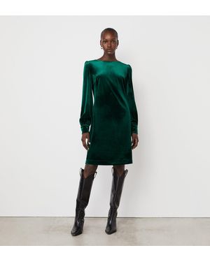 Finery London Sandrine Velvet Knee Length Dress - Green