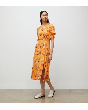 Finery London Jaylen Floral Midi Dress - Orange
