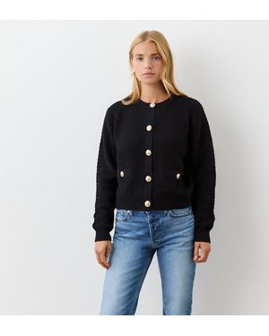 Finery London Saskia Button Up Cotton Cardigan - Black