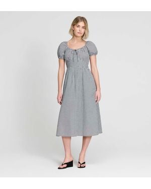 Finery London Kaitlyn Cotton Gingham Check Midi Dress - Grey