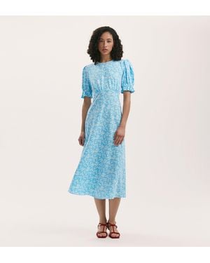 Finery London Mela Crepe Midi Tea Dress - Blue