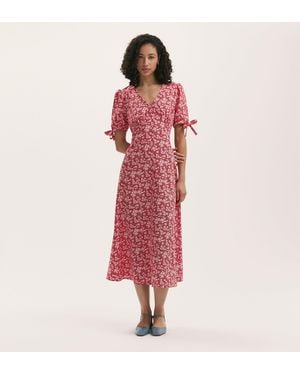 Finery London Gabriella Crepe Midi Tea Dress - Pink