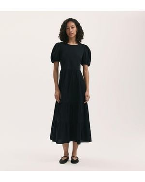 Finery London Genevive Cotton Midi Tiered Dress - Black