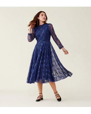 Finery London Ravi Midi Lace Dress - Blue