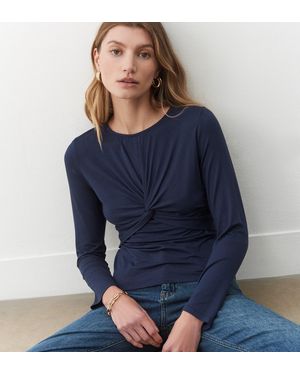 Finery London Ingrid Twist Long Sleeve Top - Blue