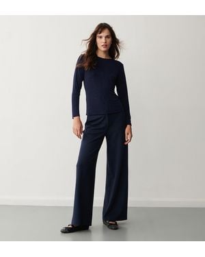 Finery London Frankie Ponte Jersey Wide Leg Trousers - Blue