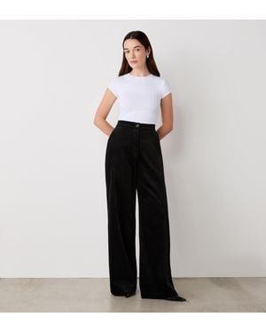 Finery London Abi Velvet Wide Leg Trousers - White