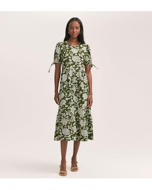 Finery London Demi Crepe Tiered Midi Dress - Green