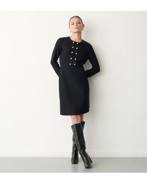 Finery London Clara Ponte Jersey Knee Length Dress - Black