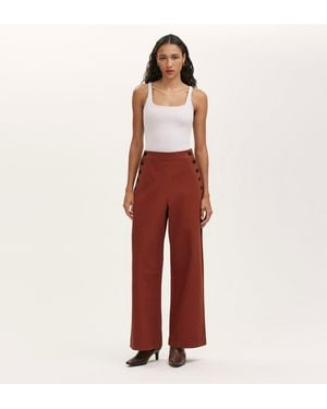Finery London Nellie Canvas Wide Leg Trousers - Red
