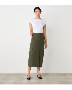 Finery UK Juliette Cargo Midi Skirt - Green