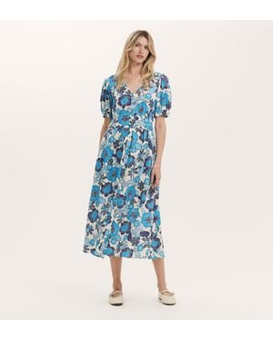 Finery London Addison Linen Blend Midi Dress - Blue