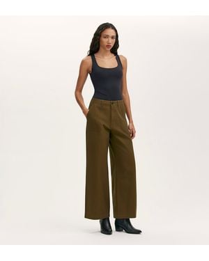 Finery London Canvas Wide Leg Trousers - Green