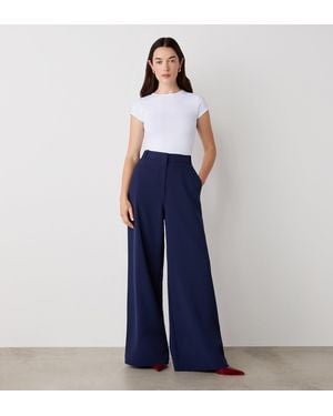 Finery London Addie Wide Leg Trousers - Blue