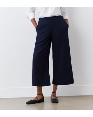 Finery London Simone Cropped Wide Leg Trousers - Blue