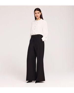 Finery London Addie Gaberdine Twill Wide Leg Trousers - White