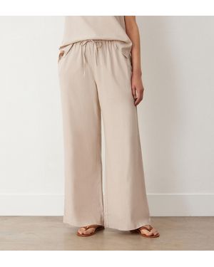 Finery London Drew Wide Leg Linen Mix Trousers - Natural