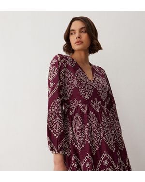 Finery London Aurelia Broderie Anglaise Midi Dress - Red