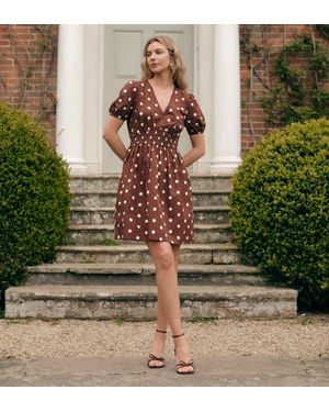 Finery London Meadow Polka Dot Cotton Puff Sleeve Mini Dress - Multicolour