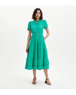 Finery London Natalia Cotton Gauze Tiered Midi Dress - Green