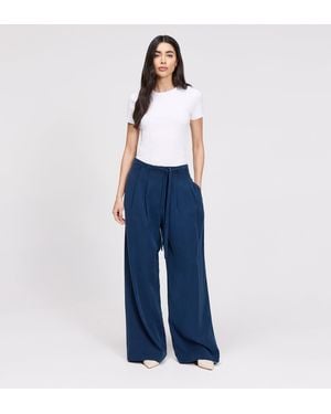 Finery London Venus Cupro Wide Leg Trousers - Blue