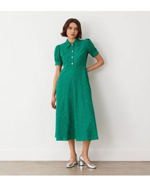 Finery London Nora Broderie Anglaise Shirt Dress - Green