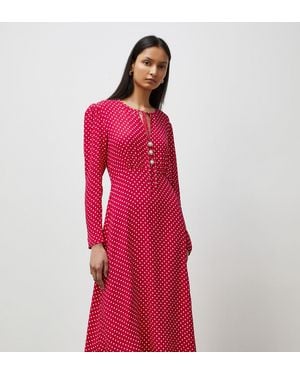 Finery London Lina Polka Dot Midi Dress - Red