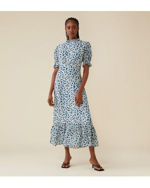 Finery London Camille Chiffon Midi Dress - Blue