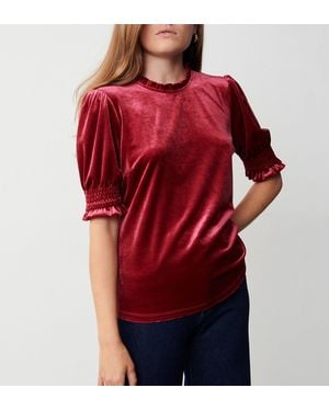 Finery London Greta Velvet Top - Red