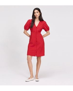 Finery London Ensley Polka Dot Button Through Short Dress - Red