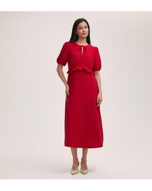 Finery London Anika Crepe Midi Tea Dress - Red