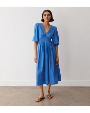 Finery London Kiara Linen Blend Midi Dress - Blue