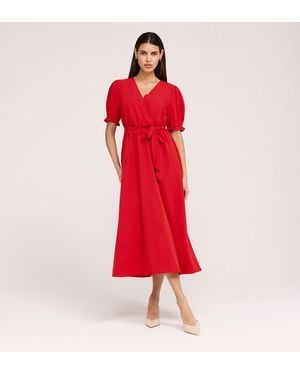 Finery London Everleigh Crepe Midi Dress - Red