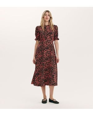 Finery London Mela Crepe Midi Tea Dress - Red