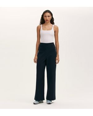 Finery London Nellie Canvas Wide Leg Trousers - Blue