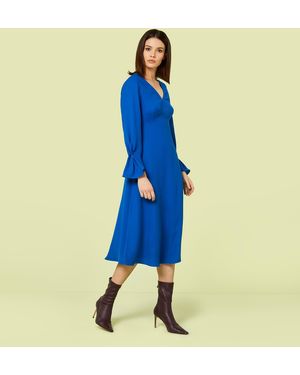 Finery London Lykke Cobalt Flared Sleeve Midi Dress - Blue
