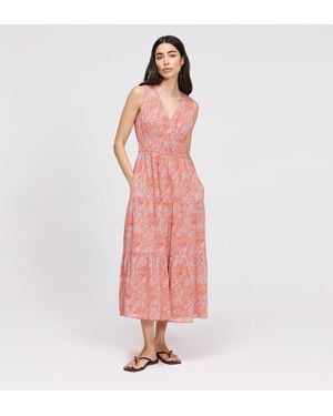 Finery London Shannon Cotton Voile Tiered Midi Dress - Green
